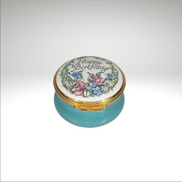 Vintage Kingsley Enamels Happy Birthday trinket-pill box Worcestershire, England - Picture 1 of 6